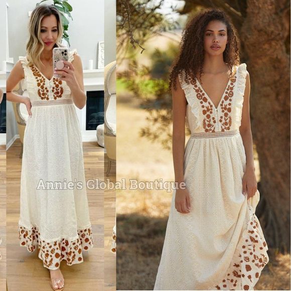 NWT, Anthropologie  Esperanza Embroidered Eyelet Maxi Dress - Picture 16 of 16